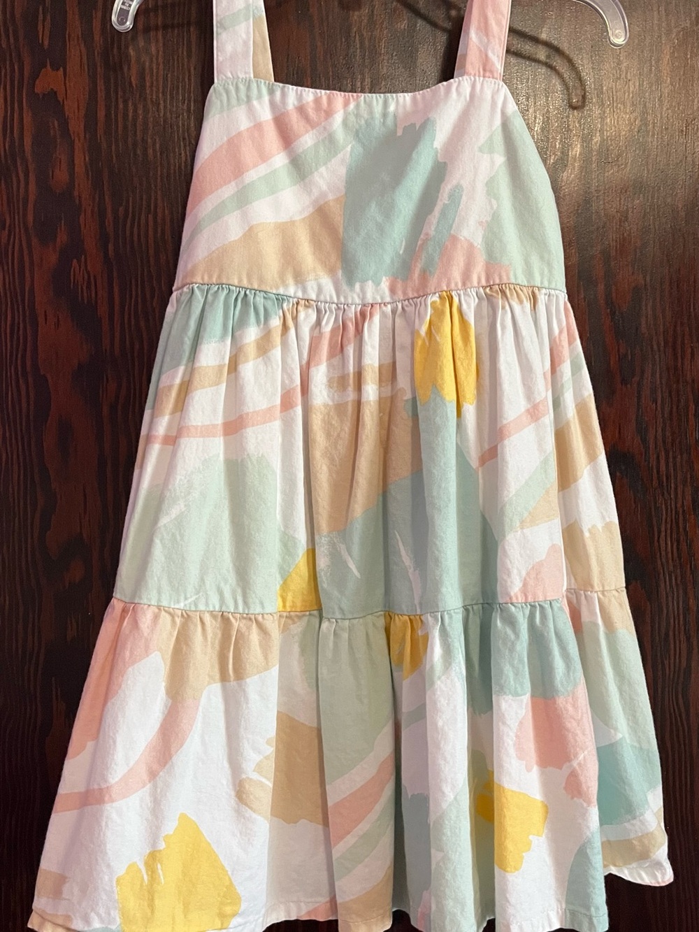 Carter's Pastel Abstract Tiered Skater Dress - Mint, Peach & Yellow